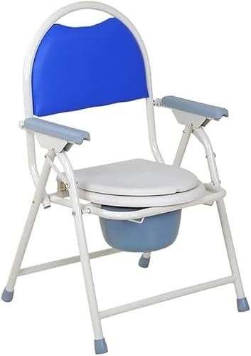 Klappbarer Toilettenstuhl/Duschstuhl, Nachttisch-Toilettenstuhl, Schwerer Toilettenstuhl mit Rückenlehne, Armlehne und abnehmbar, Leicht zu reinigen, Duschstuhl für ältere Behinderte, 150 kg schwerer