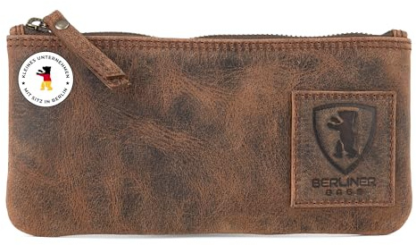 Berliner Bags Vintage Leder-Federmäppchen mit YKK-Reißverschluss - Braun | Handgefertigtes Echtleder-Etui, ideal als Kabeltasche, Kosmetiktasche & Federtasche für Uni und Büro