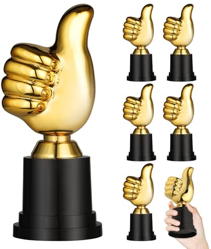 GeeRic 6PCS Mini Trophies Gold Trophy Plastic with Base Trophy Cups Winner Medals for Party Decoration/Competition/Sports/Activity/School Award/Party Favors