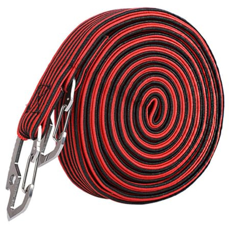 Long Bungee Cords with Hooks,Bungee cords with hooks,Highly Stretchy Clips Bike Motorbike Luggage Cord Rope, Carbon Steel Safety Hooks Great for Hand Carts, Cargo, Camping (4 Meter Red)