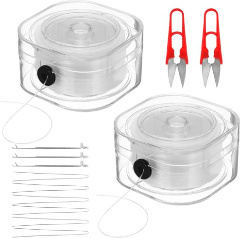 2PCS 120 Meter Gummiband für Armbänder 0.6mm Elastisches Band für Armbänder Transparente Armband Gummiband Elastisch Nylonschnur für Armbänder DIY Basteln Perlenschmuck Schmuckherstellung Halskette