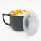 Zinueen Tazas de sopa con asa, cuenco grande con tapa, 900 ml, cerámica para microondas, grandes tazas para sopa para cocina y mesa (gris)