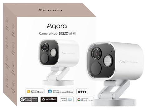 Aqara Überwachungskamera Aussen G5 Pro, 4MP Echtfarbe Nachtsicht,2,4/5GHz WLAN, HomeKit Secure Video, Kamera-Hub,Thread-Grenzrouter, Lokale Erkennung, Thread/Zigbee, Unterstützt Alexa Google (Weiß)