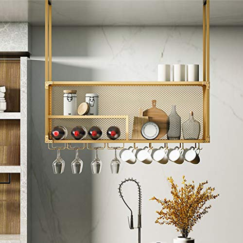 Weinregal zur Wandmontage mit Glashalter, Metallrahmen, Weinschrank zur Aufbewahrung und Präsentation, stilvolles Weinregal für Zuhause, Bar, Dekoration, 100 cm