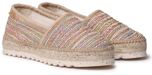 TONI PONS Alma-CL platt espadrille för kvinnor i glitter tyg, Flerfärgad, 40 EU