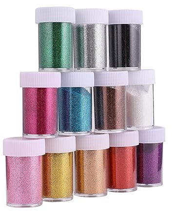 LIFKOME 12Stücke Teiliges Glitzer Nagelpigment Multifunktionale Pailletten Für Nagelkunst Make Up Und Projekte Farben Praktischen Fläschchen Sicher Und Langlebig