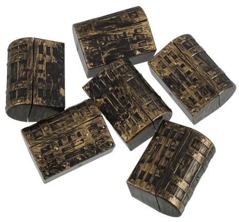 Abaodam 6 cajas de almacenamiento pequeñas: caja de joyería pirata vintage, juegos para búsqueda del tesoro, cumpleaños, Halloween, fiesta, suministros marrón oscuro
