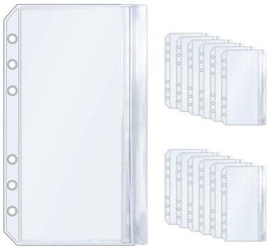 NatSumeBasics 12 A6 Binder 2 Pockets, Clear Cash Stuffing Envelopes