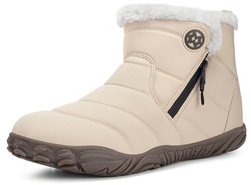 Stivali Barefoot Uomo Donna Invernali Scarpe da Neve Caldo Comode Stivaletti Antiscivolo Scarponcini con Wide Tox Box, Beige, 40 EU