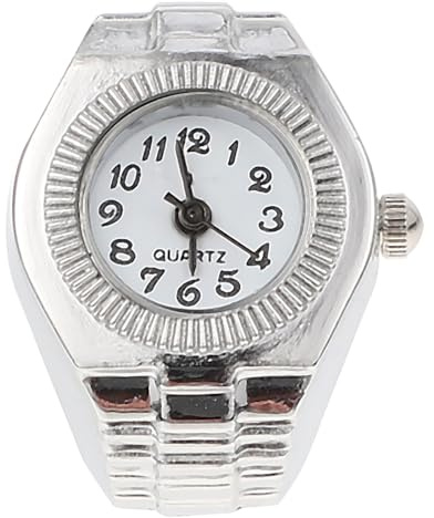 IMIKEYA Fingerringuhr für Damen, Quarzuhr aus Legierung in Weiß | 1 Stück, Runde Zifferuhr mit Glas, Schlicht und Elegant für Party und Freizeit