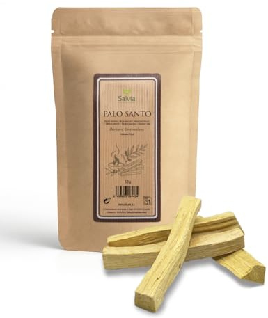 SALVIA | Incenso naturale Palo Santo 50g | appro 5-7 Uni | Bastoncini di incenso | specie di albero che brucia bene | Autentico dal Perù | Legno sacro | Legno puro per la purificazione energetica