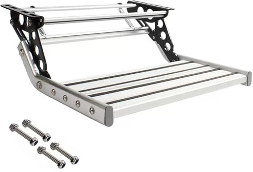 ZyKnaurral Elektrische Wohnmobiltreppe, Wohnmobiltreppe mit 1-Stufiger 2-Stufiger Plattform 12 V, für Wohnwagen, Tragbare, rutschfeste Klapptreppe, Wohnmobiltreppe SingleLayer-ManualWithLight
