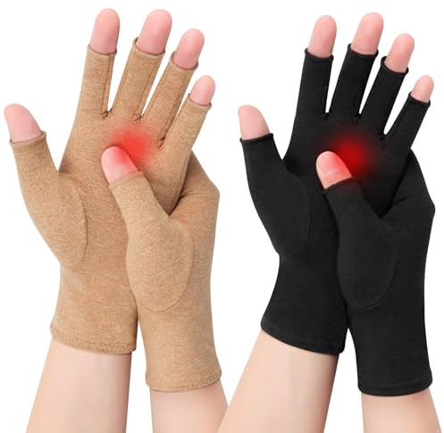 Kiiwah 2 Paar Arthrose Kompressionshandschuhe für Damen und Herren, Fingerlose Arthritis Handschuhe Wärme Rheuma Handschuhe Linderung von Schmerzen bei rheumatoider Arthritis und Karpaltunnel