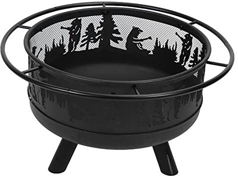 Karlak Braciere da Esterno di Grandi Dimensioni, Caminetto a Legna con Motivi Animali in Ferro Battuto per Patio, Cortile, Giardino con Copertura, Facile Montaggio