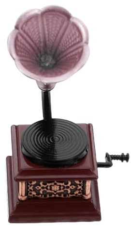 Kisangel Échelle Accessoire Maison Poupée Vintage Modèle Gramophone Retro Décoration Mini Platine pour Garçon Fille