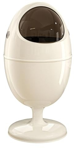 SiaBiced Basurero Cubo Grande con Tapa Y Ruedas Rotativas 360° Doble Compartimento Interno Y Externo en PP Dispensador Multifuncional de Residuos para Limpieza, Blanco, Individual