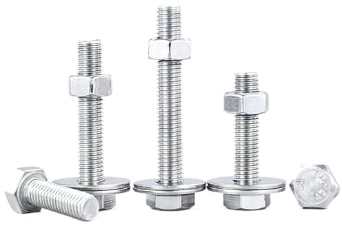 Juego de pernos de cabeza hexagonal de acero inoxidable 304, combinación de tornillo, tuerca y arandela extendidos, perno pasante resistente, varilla roscada M6-M20(M5*100(10pc))