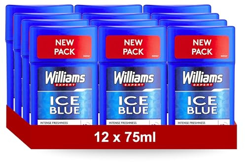 Williams Ice Blue Desodorante en Barra 75 ml – Protección 24 h, Fragancia Fresca y Masculina, Anti-Manchas, Stick para Hombre - Pack Laborawi (12 x 75ml)