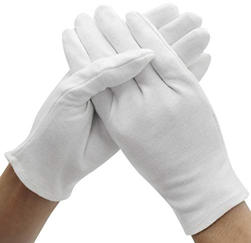 Atmungsaktive, weiche, hautfreundliche Baumwollhandschuhe, feuchtigkeitsspendend, für Arbeit, Kosmetik, Schmuck, Inspektion, 12 Paar