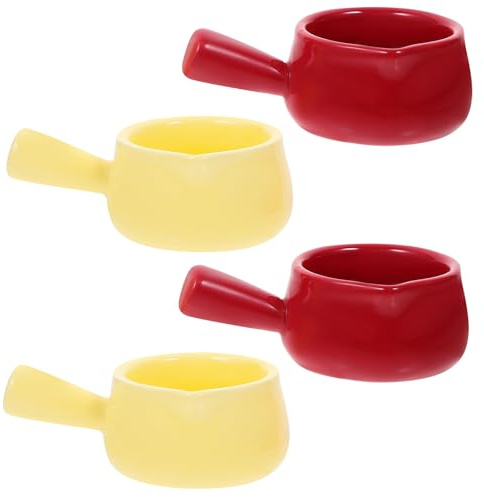 CIYODO Bricco di Latte Piccolo in Ceramica 4 Pezzi Manico, Facile da Pulire da Conservare, Stile Europeo Semplice e Raffinato per Locali di Ristorazione Colore Casuale