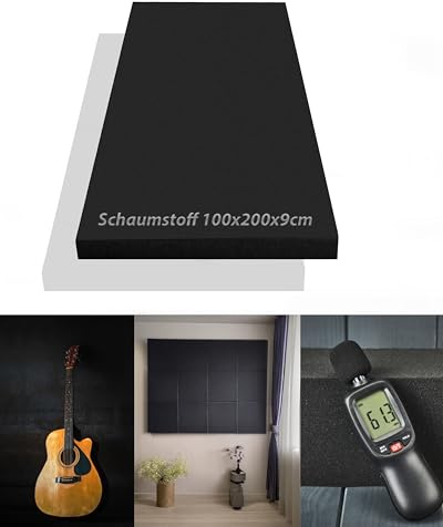 Schaumstoff - glatt, ca. 100x200x9cm, in der Farbe Anthrazit Schwarz I Akustik I Dämmung I Verpackung I Schall I Basteln usw.