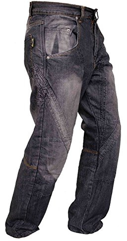 newfacelook Mens Denim Motorcycle Motorbike Armour Jeans Trousers with Aramid Protection Lining I112 New Black W36-L30