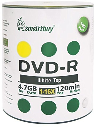 Smartbuy 1200-disc 4.7gb/120min 16x DVD-R White Top Blank Data Recordable Media Disc