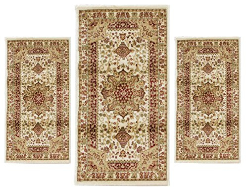 Set Parure Tappeto + Scendiletto 3 pz Tappeti Obama art. Artemis P482 BEIGE