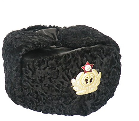 RUSSIAN STORE RUSSISCHE SCHWARZ FELLMÜTZE Bock Pelz, SCHAPKA USCHANKA, WINTERMÜTZE MILITÄRMÜTZE DER SOWIETISCHEN Armee MIT Stift VON SOWETSKIJ Kriegsmarine - Größen verfügbar: 59-60(XL)