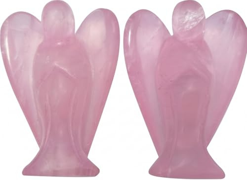 Mina Heal Guardian Angel Figurines Set of 2, Pocket Size, Made Rose Quartz Gemstone Crystal Representing Love, Peace & Healing…