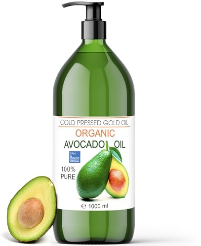 Olio di Avocado, BIO, Puro al 100%, Spremuto a freddo, Olio Biologico da Massaggio, Olio Capelli brillanti, Prolungare l'abbronzatura, SOS Smagliature, Bambini, Pelle Secca 1000 ml