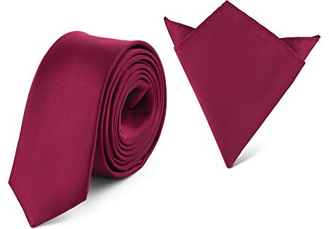 Ladeheid Ensemble Cravate & Pochette Costume Homme SP/P (150cm x 5cm, 22cm x 22cm, Bourgogne)