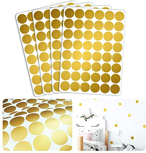 Wandtattoo Goldene Konfetti Punkte – 192 Aufkleber im Set – Farbe GOLD – 3,3 cm Druchmesser