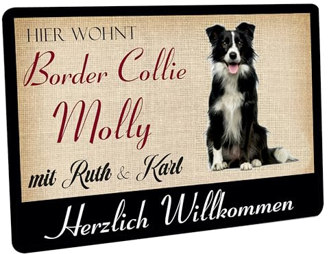 Crealuxe Fußmatte personalisiert - robuste, rutschfeste Fussmatte für Außen & Innen - waschbare Schmutzfangmatte - Fußabtreter Türmatte für aussen & an der Haustür - 60x40cm - Border Collie