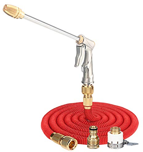 Rengzun Erweiterbar Gartenschlauch Auto-Waschschlauch mit Metallspritzpistole Flexischlauch Pressure Power Düse Flexibler Gartenschlauchsprüher für Gartenbewässerung Autowäsche 7.5m-30m/25-100FT
