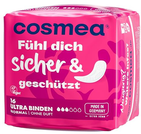 cosmea Ultra Binden, Normal ohne Flügel Vorteilspack (12 x 16 Stück) Hygiene-Einlagen made in Germany