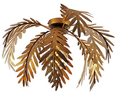 Qazqa - Landhaus I Vintage Vintage Deckenleuchte I Deckenlampe I Lampe I Leuchte Gold I Messing 45 cm - Botanica I Wohnzimmer I Schlafzimmer - Stahl Organisch - LED geeignet E27