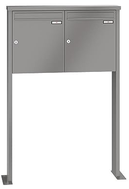 RENZ/Tetro / 2er Freistehende Briefkastenanlage Standbriefkasten/RAL-Farbe 9007 Volumen 23 L/mit Fußplatten/Dein-Briefkasten.de
