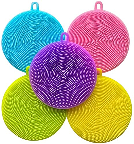 5 teile/paket Silikonschale Schwamm Teller Waschbürstenwäsche Reinigung Schwämme Dish Cup Pan Pot Gemüse Früchte Scrubbing Pads
