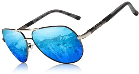 KINGSEVEN Klassische Polarisierte Sonnenbrille für Männer Frauen Retro Aluminium magnesium Sonnenbrille NK725 (Blue/Gray)