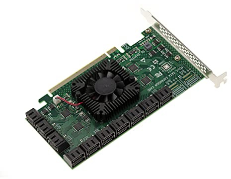 KALEA-INFORMATIQUE PCI Express PCIe 3.0 x16 Controller-Karte mit 20 Ports für SATA 6G-Festplatten. Chipsatz ASM1812 und ASM1064.