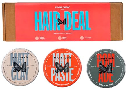 Men Rock Haarstyling-Set - Matt Paste Haare, Matt Clay, Pomade Männer, 3 x 30ml - Vielseitig, Leicht auswaschbar