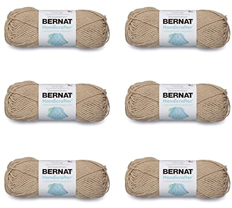 Bernat Handicrafter Baumwoll-Jute-Garn, 6 Stück, 50 g, Baumwolle, 4 Medium (Kammgarn), 80 Meter, Stricken/Häkeln