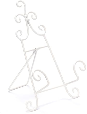 CAVALLETTO per decorazioni Staffelei | Ferro battuto, 24 cm, bianco | Antico cavalletto decorativo, supporto per carta da menu, supporto per piatto, supporto per libro di cucina vintage