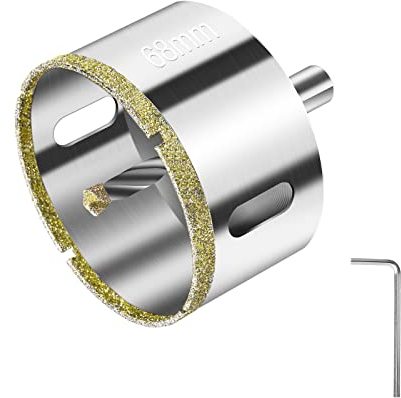 Flintronic Scie Cloche 68 mm, avec Foret Guidage Central, avec Revêtement de Surface en Diamant pour Coupe de Verre, Carrelage, Céramique, Marbre, Calcaire