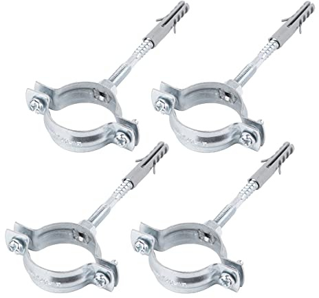 SKIR'CO (4 Stück) Rohrhalterungen für Ø 40-45 mm Rohre, Klemmen, Rohrstützen für Wand und Deckenmontage (4 Stück)
