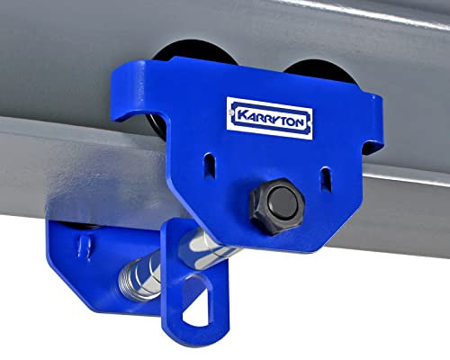 KARRYTON 1Ton/2200LB Beam Trolley 2.5 – 8in Adjustable Flange Width, Heavy Duty Manual Push Trolley w/Dual Track Rollers for Crane Lifts, Garage Hoists, Straight/Curved I Beams