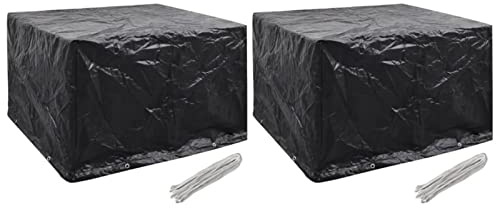 Susany 2 Gartenmöbel-Abdeckungen Gartenmöbel Abdeckung Schutzhülle Abdeckplane Gartengarnitur Sitzgruppe Regenschutz Abdeckhaube Schutzplane 135 x 135 x 90 cm (L x B x H),8 Ösen mit Befestigungsseil