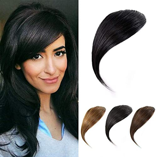 Dsoar Frangia Clip In Bangs Laterale Air Bangs Capelli Umani Frangetta Frontale Dritta Natural Posticci per Capelli Donna(Jet Nero)