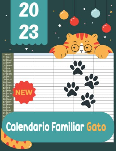 Calendario Familiar 2023 Gato: Planificador Mensual Con Fecha para Registrar Citas Diaris (Septiembre 2022 - Diciembre 2023) | Agenda con 5 columnas ... Como regalo para hombres y mujeres